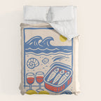 Sardines, Lemons and Wine at the Beach Duvet Cover Gallery Image 6