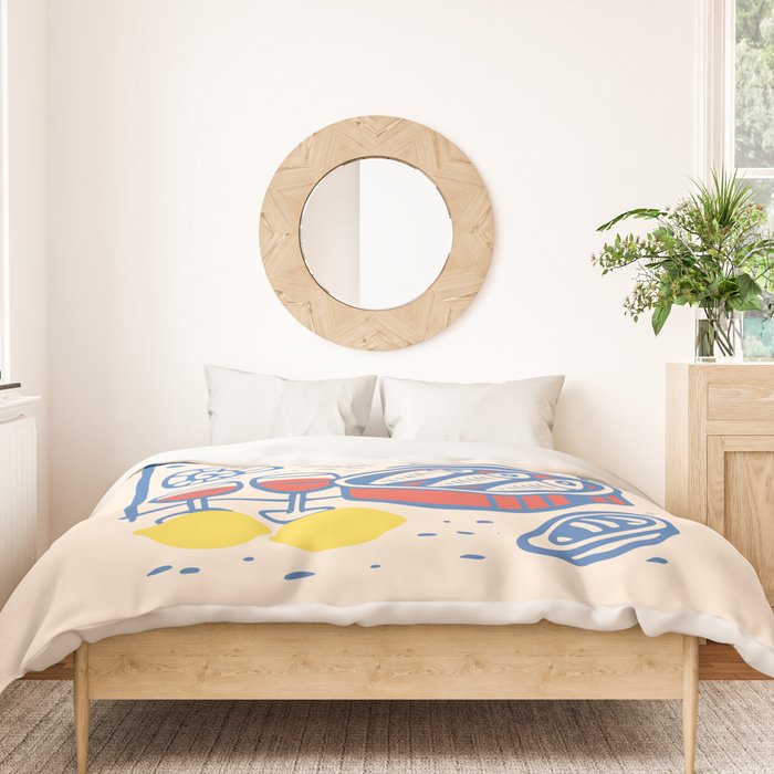 Sardines, Lemons and Wine at the Beach Duvet Cover Gallery Image 3