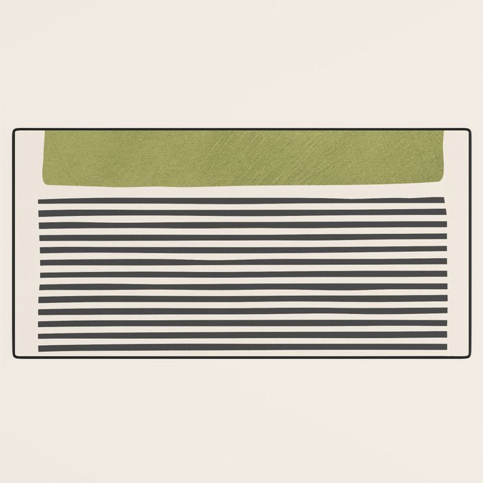 Green Beige Black Lines Artwork II Desk Mat Gallery Image 3