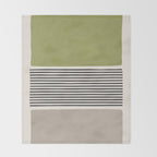 Green Beige Black Lines Artwork II Throw Blanket Gallery Image 2