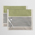 Green Beige Black Lines Artwork II Placemat Gallery Image 1