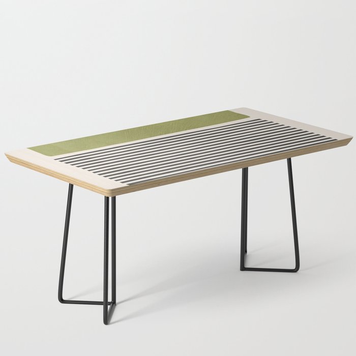 Green Beige Black Lines Artwork II Coffee Table Gallery Image 1