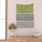 Green Beige Black Lines Artwork II Wall Tapestry Gallery Image 2