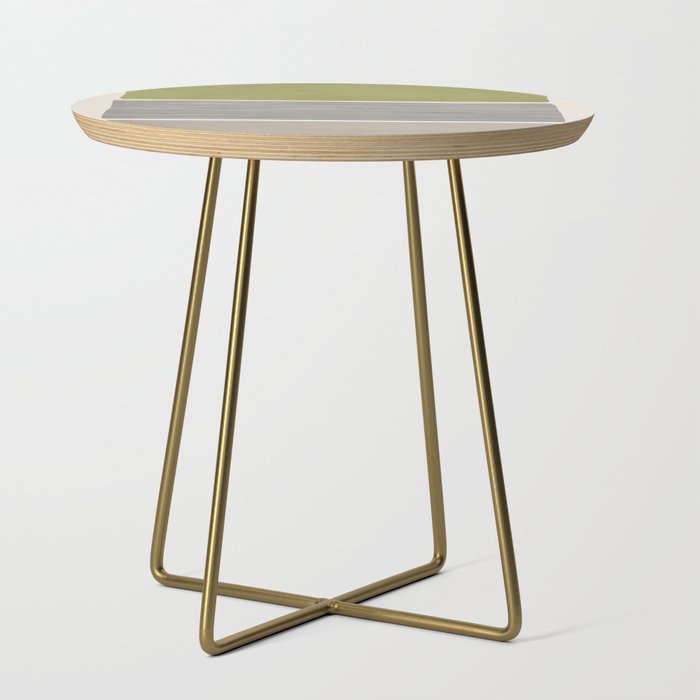 Green Beige Black Lines Artwork II Side Table Gallery Image 1