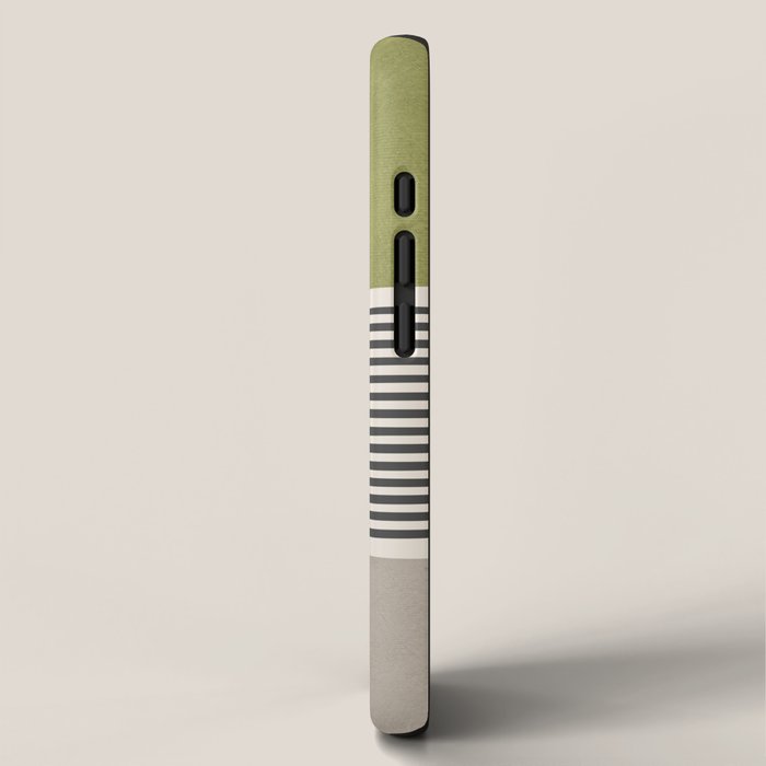 Green Beige Black Lines Artwork II iPhone Case Gallery Image 2