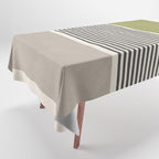 Green Beige Black Lines Artwork II Tablecloth Gallery Image 1