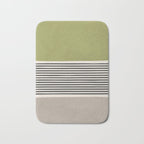 Green Beige Black Lines Artwork II Bath Mat Gallery Image 1