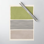 Green Beige Black Lines Artwork II Wrapping Paper Gallery Image 1