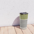 Green Beige Black Lines Artwork II Travel Mug Gallery Image 4