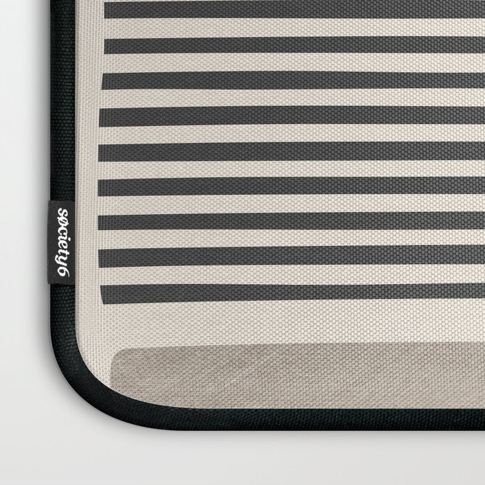 Green Beige Black Lines Artwork II Laptop Sleeve Gallery Image 3
