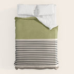 Green Beige Black Lines Artwork II Duvet Cover Gallery Image 6
