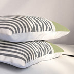 Green Beige Black Lines Artwork II Pillow Sham Gallery Image 3