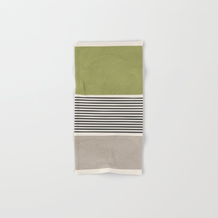 Green Beige Black Lines Artwork II Bath Towel Gallery Image 1