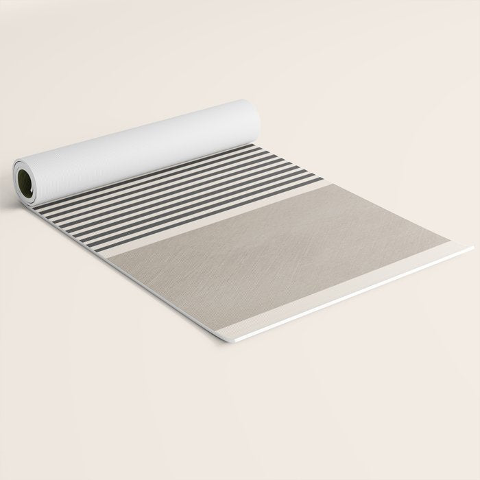 Green Beige Black Lines Artwork II Yoga Mat Gallery Image 2