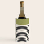 Green Beige Black Lines Artwork II Wine Chiller Gallery Image 2
