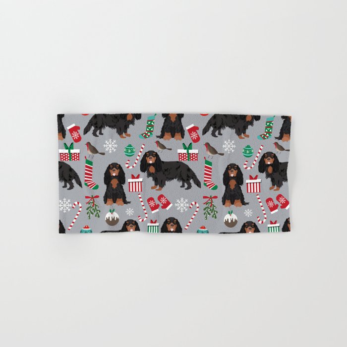 Cavalier King Charles Spaniel black and tan christmas dog gifts pet friendly Bath Towel Gallery Image 1