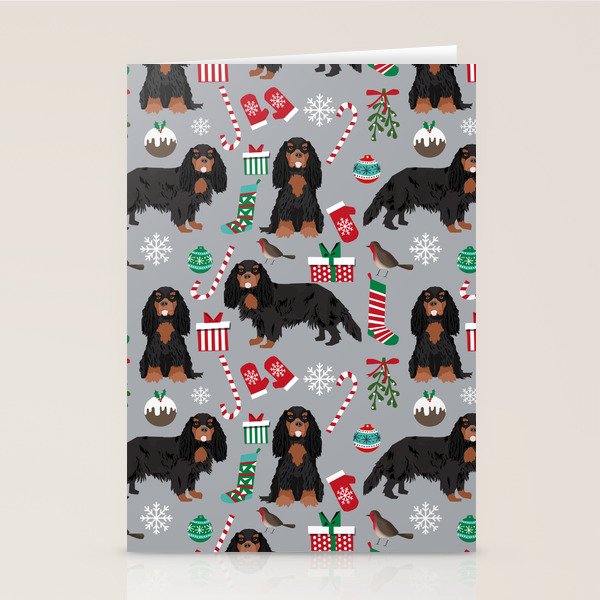 Cavalier King Charles Spaniel black and tan christmas dog gifts pet friendly Stationery Card Gallery Image 1
