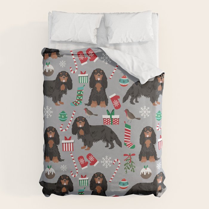 Cavalier King Charles Spaniel black and tan christmas dog gifts pet friendly Duvet Cover Gallery Image 6