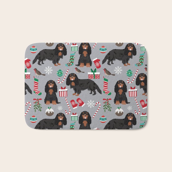 Cavalier King Charles Spaniel black and tan christmas dog gifts pet friendly Bath Mat Gallery Image 1
