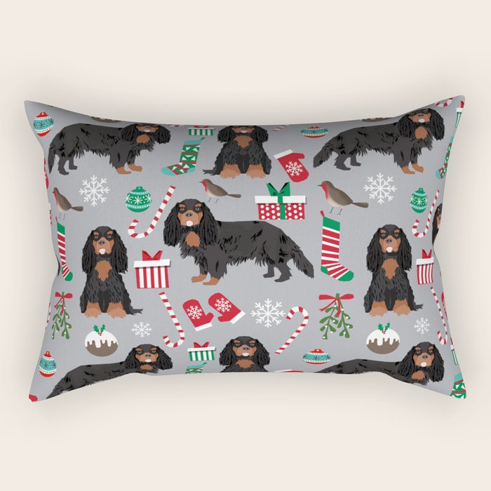 Cavalier King Charles Spaniel black and tan christmas dog gifts pet friendly Rectangular Pillow Gallery Image 2