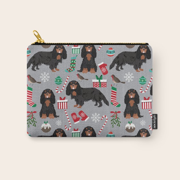 Cavalier King Charles Spaniel black and tan christmas dog gifts pet friendly Carry All Pouch Gallery Image 1