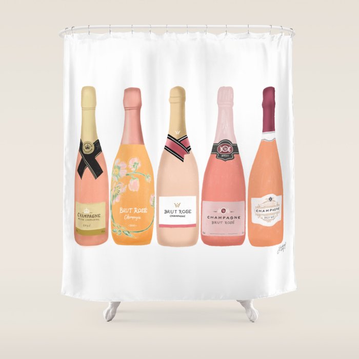 Rose Champagne Bottles Shower Curtain Gallery Image 1