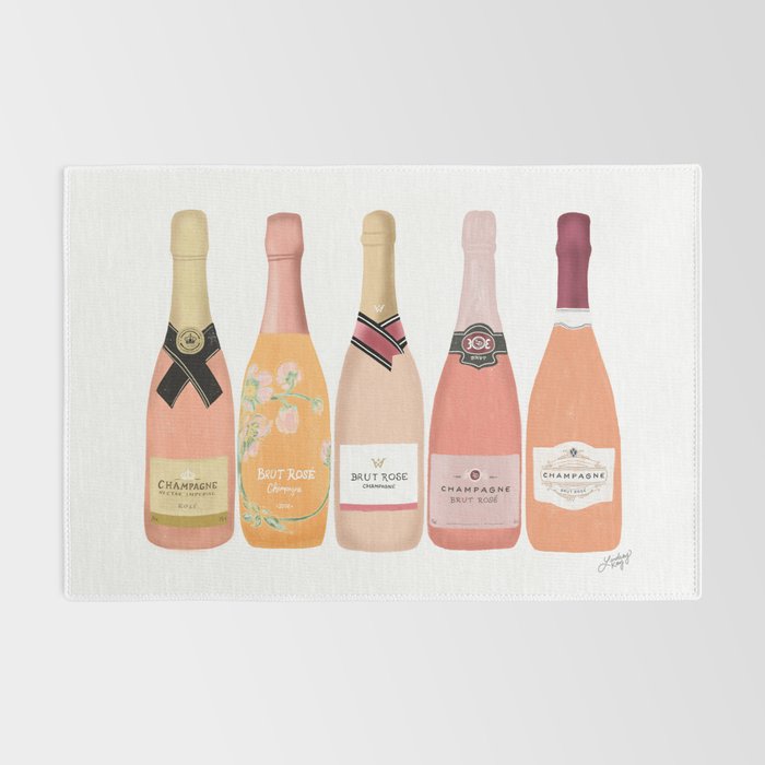 Rose Champagne Bottles Rug Gallery Image 2
