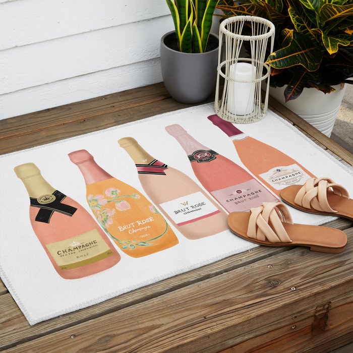 Rose Champagne Bottles Outdoor Rug Gallery Image 2