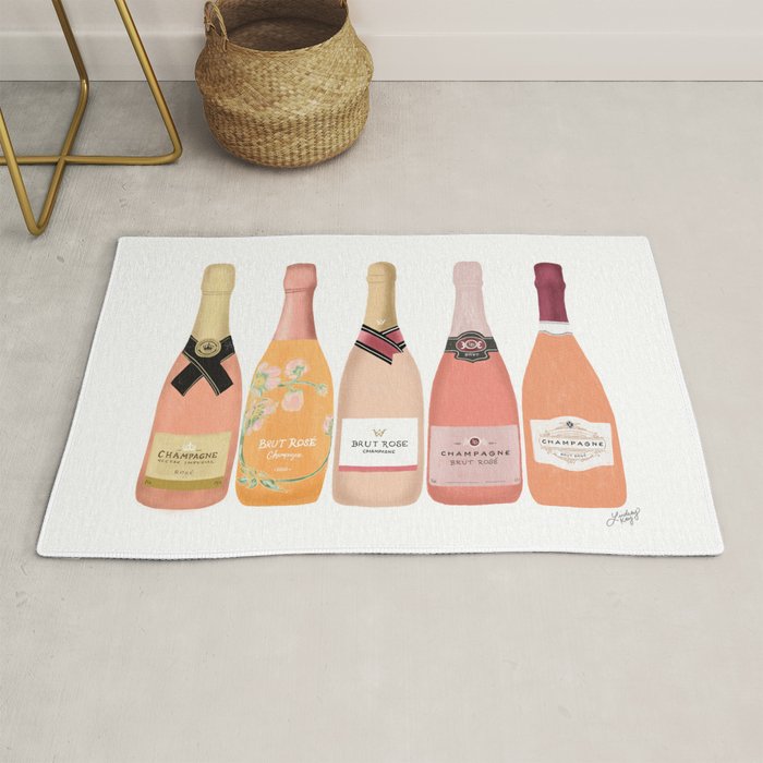 Rose Champagne Bottles Rug Gallery Image 1