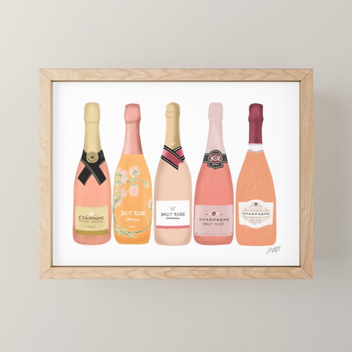 Rose Champagne Bottles Mini Art Print Gallery Image 1