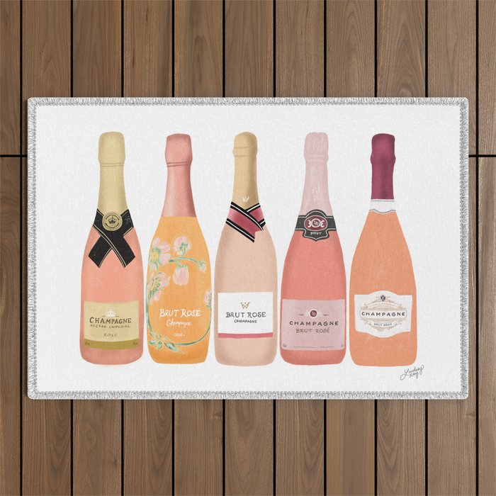 Rose Champagne Bottles Outdoor Rug Gallery Image 1