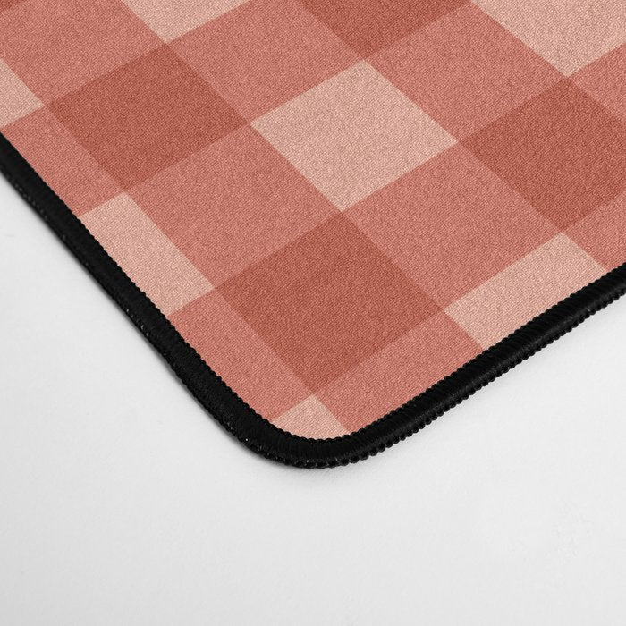 Gingham Plaid Pattern - Strawberry Red Desk Mat Gallery Image 4