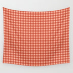 Gingham Plaid Pattern - Strawberry Red Wall Tapestry Gallery Image 4