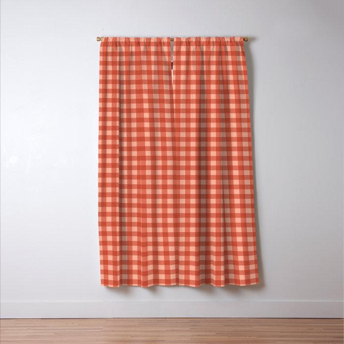 Gingham Plaid Pattern - Strawberry Red Window Curtain Gallery Image 3