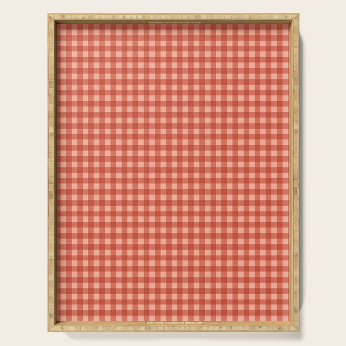 Gingham Plaid Pattern - Strawberry Red Serving Tray Gallery Image 1