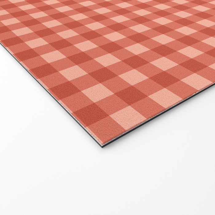 Gingham Plaid Pattern - Strawberry Red Welcome Mat Gallery Image 2
