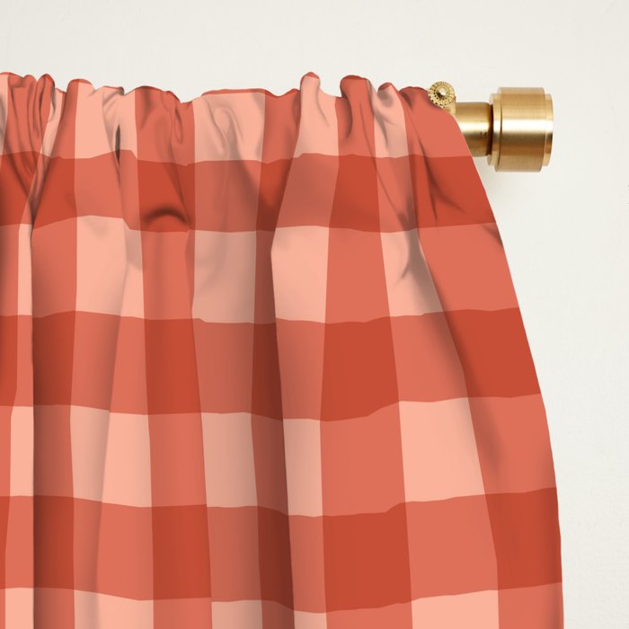 Gingham Plaid Pattern - Strawberry Red Window Curtain Gallery Image 2