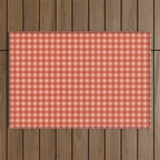 Gingham Plaid Pattern - Strawberry Red Outdoor Rug Gallery Image 1