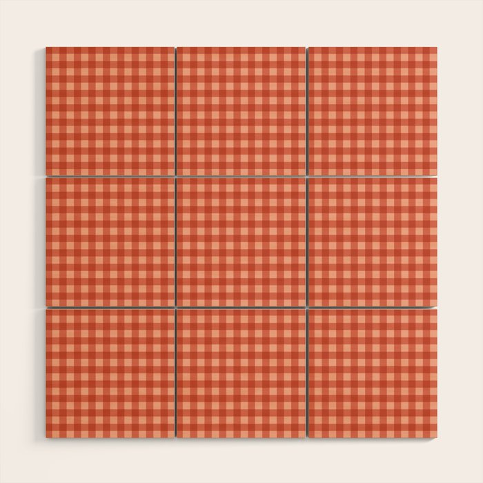 Gingham Plaid Pattern - Strawberry Red Wood Wall Art Gallery Image 1