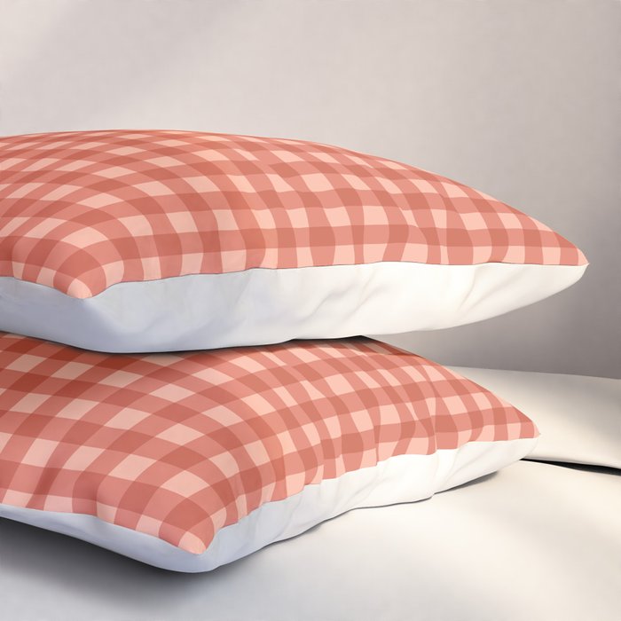 Gingham Plaid Pattern - Strawberry Red Pillow Sham Gallery Image 3