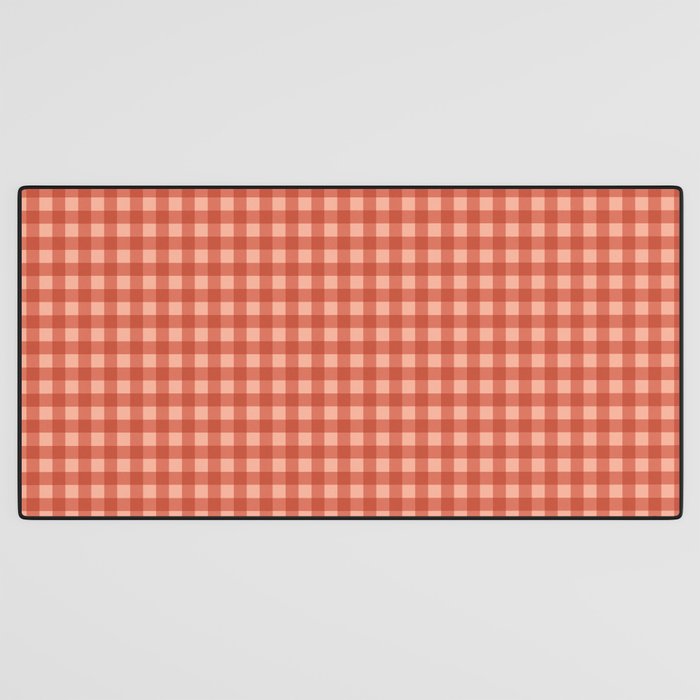 Gingham Plaid Pattern - Strawberry Red Desk Mat Gallery Image 3