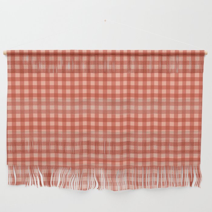 Gingham Plaid Pattern - Strawberry Red Wall Hanging Gallery Image 1