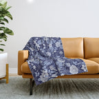 Light Blue, Cobalt Blue, & White Floral Pattern Throw Blanket Gallery Image 1
