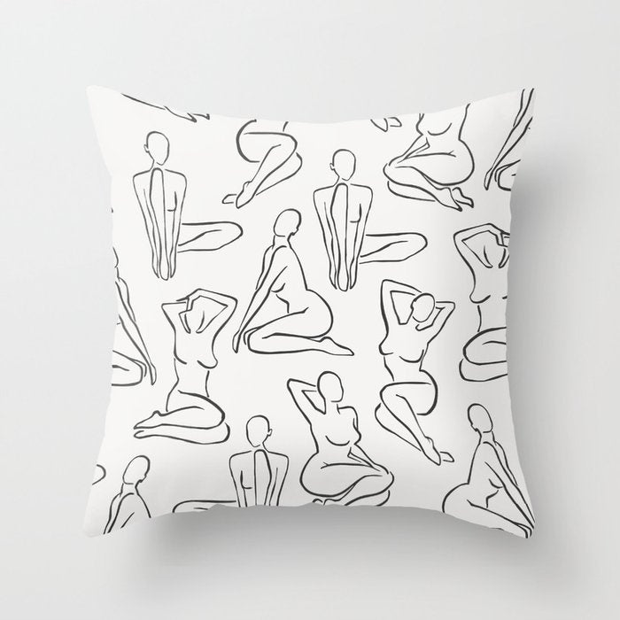 Shapes of the Ladies Pattern Throw Pillow Gallery Image 6