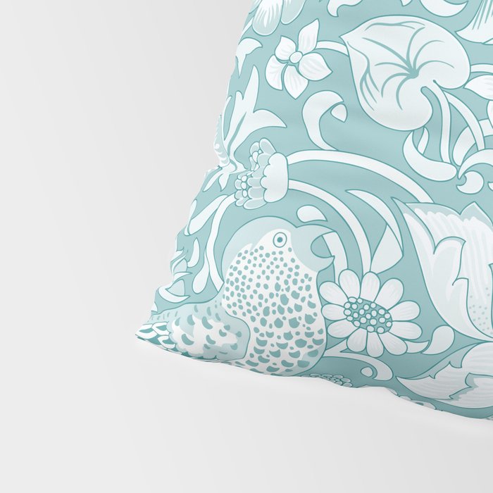 William Morris Strawberry Thief Aqua Teal Pillow Sham Gallery Image 4