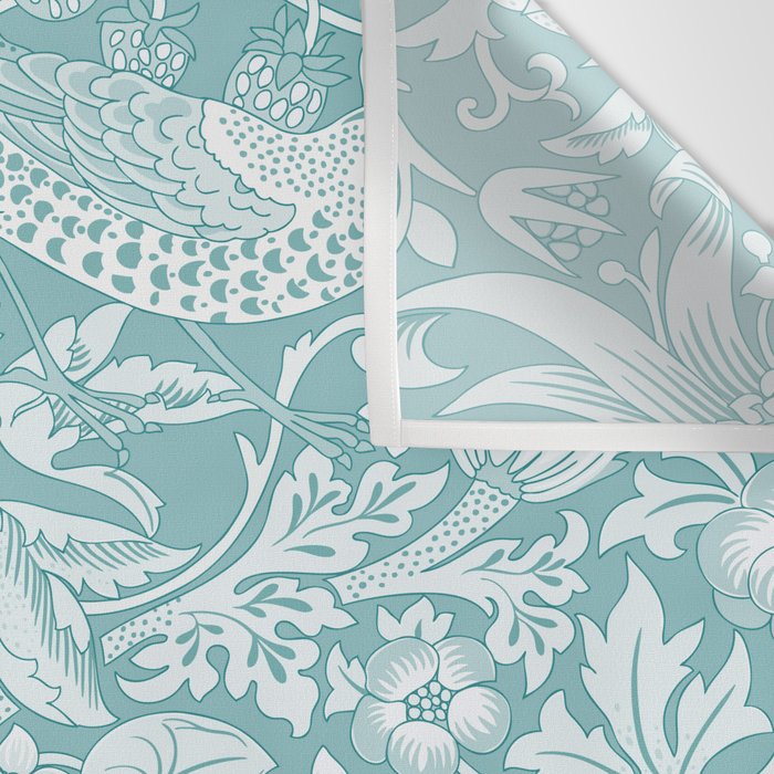 William Morris Strawberry Thief Aqua Teal Wall Tapestry Gallery Image 3