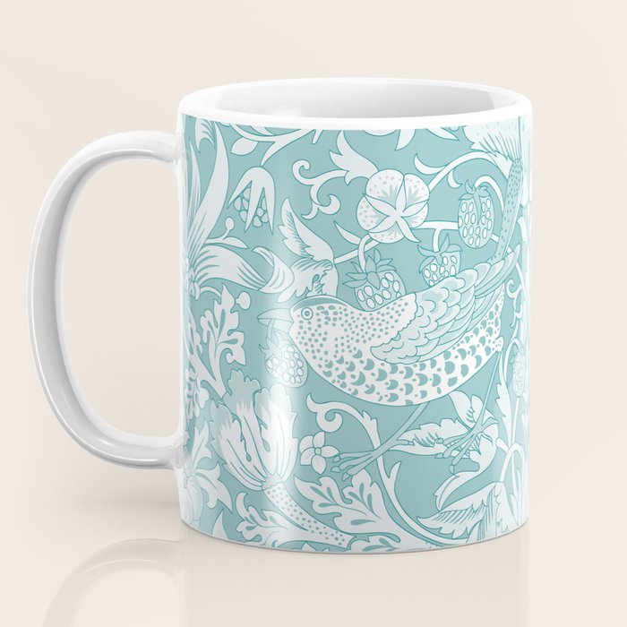William Morris Strawberry Thief Aqua Teal Coffee Mug Gallery Image 3