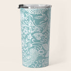William Morris Strawberry Thief Aqua Teal Travel Mug Gallery Image 3