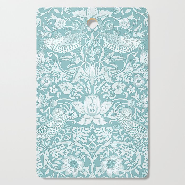 William Morris Strawberry Thief Aqua Teal Cutting Board Gallery Image 1