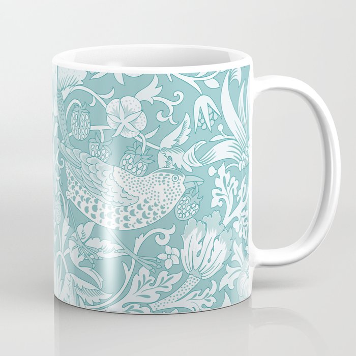 William Morris Strawberry Thief Aqua Teal Coffee Mug Gallery Image 1